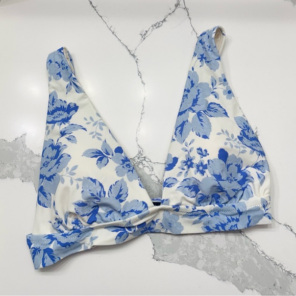 aerie Other - Aerie Women’s Large Plunge Longline Triangle Bikini Top, Blue/White